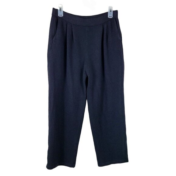 St. John Basics Sz 8 Santana Knit Pleated Front Pants Black Designer Ankle VGC - Picture 1 of 6
